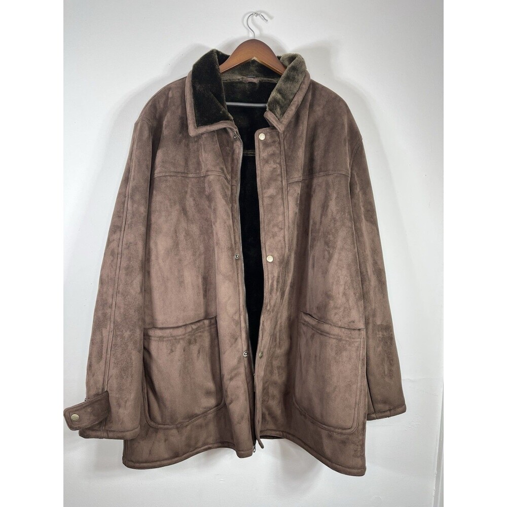 XLD Mens Suede Jacket With Faux Fur Lining Very Toasty Brown 3x